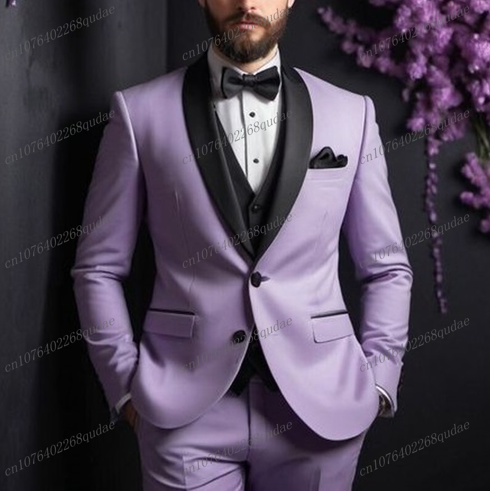 Men Formal Wear Purple - Purple And Black Formal Men Suit