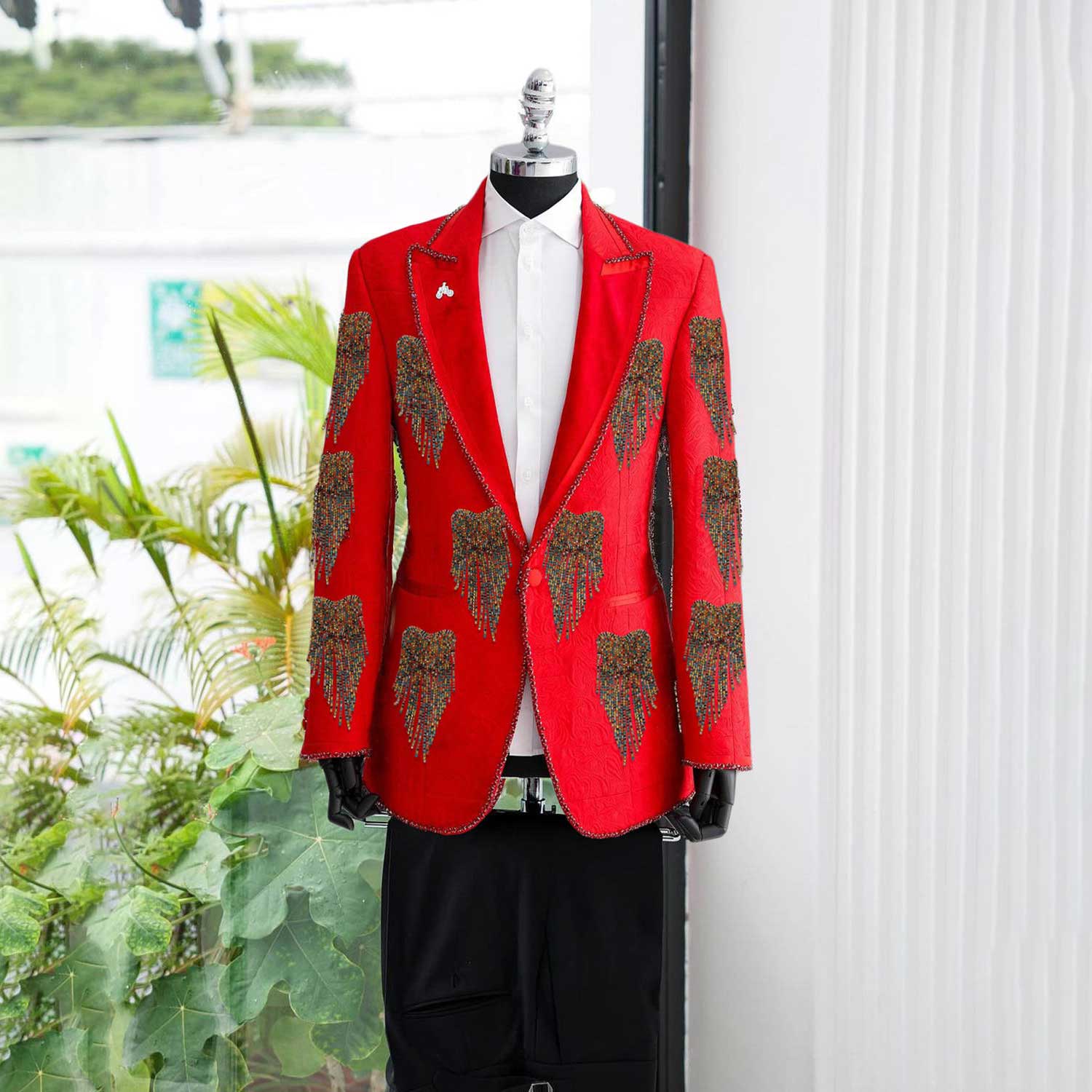 Men Formal Wear With Coat - Fashion Wedding Men Suit Crystal Party