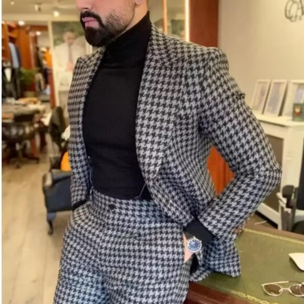 Houndstooth Vintage Men's Suit - огляд і ціна Formal Wear For Men In Wedding