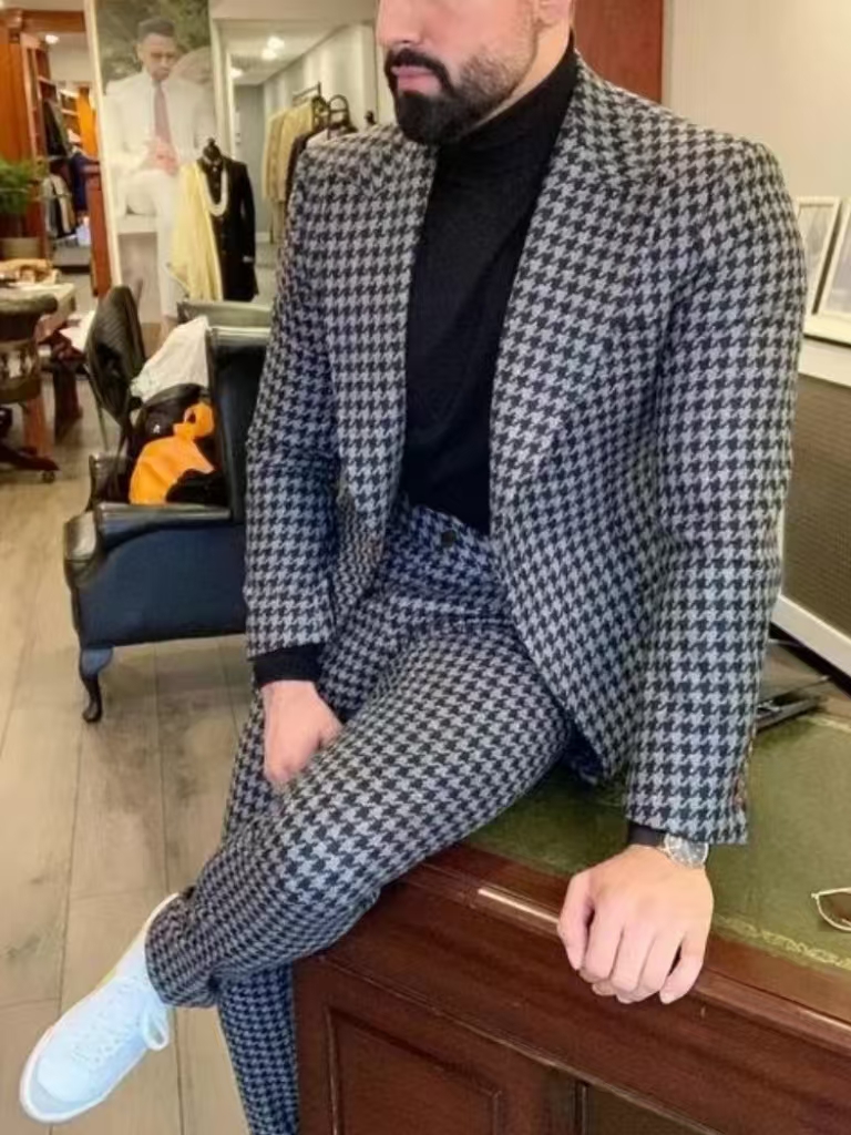 Houndstooth Vintage Men's Suit - огляд і ціна Formal Wear For Men In Wedding