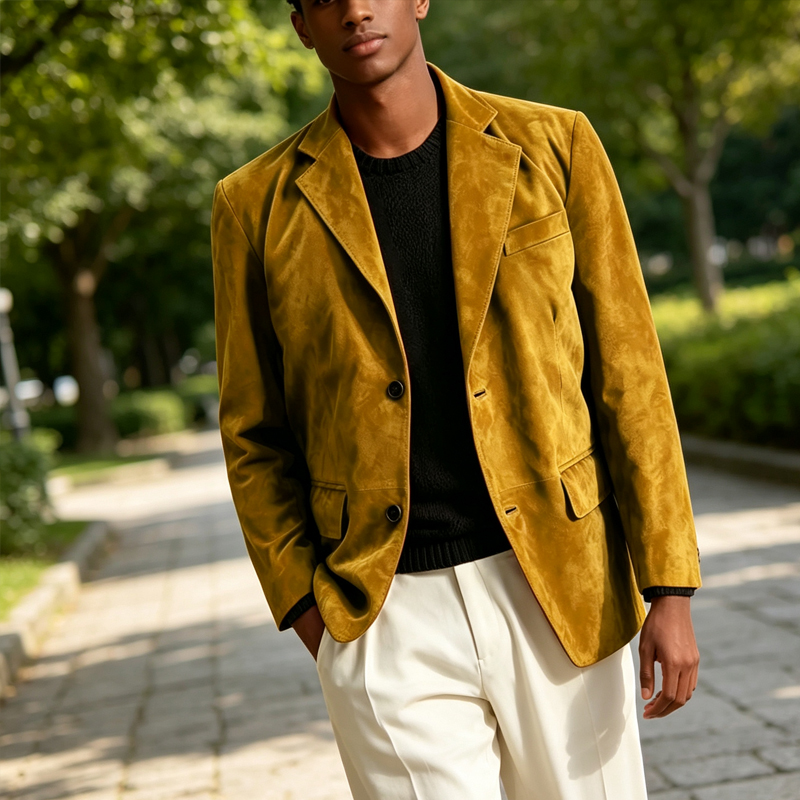Retro Men Faux Suede Blazer No - огляд і ціна Men Formal Wear With Coat