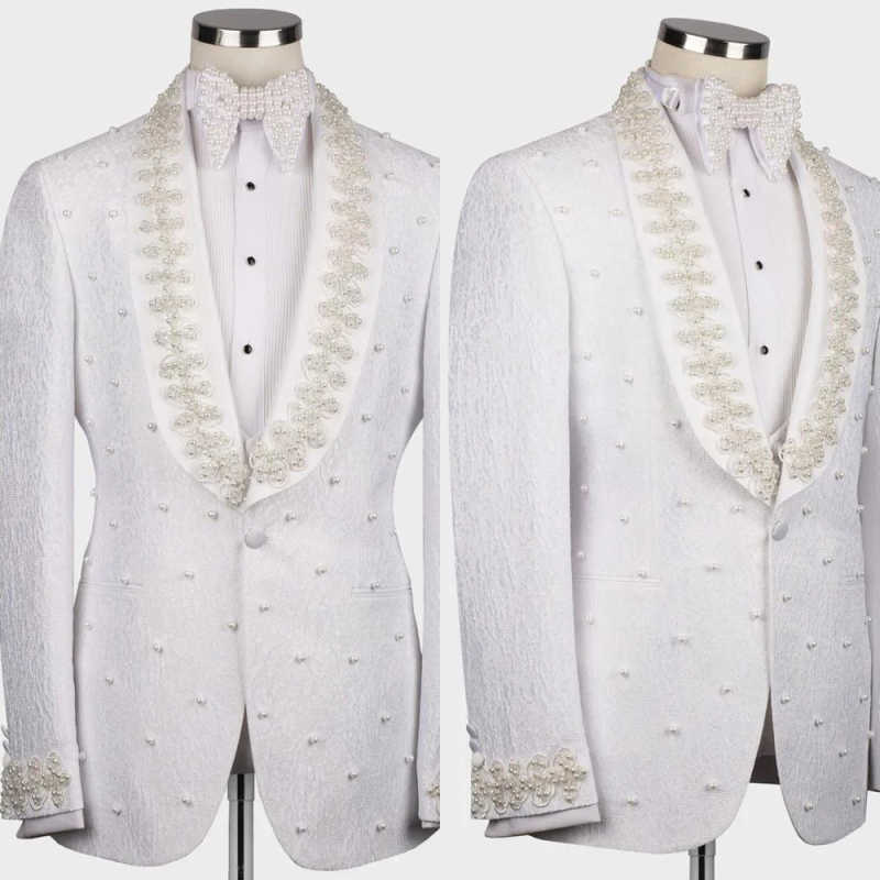 White Wedding Men Suits Fashio - огляд і ціна Men Formal Wear With Coat
