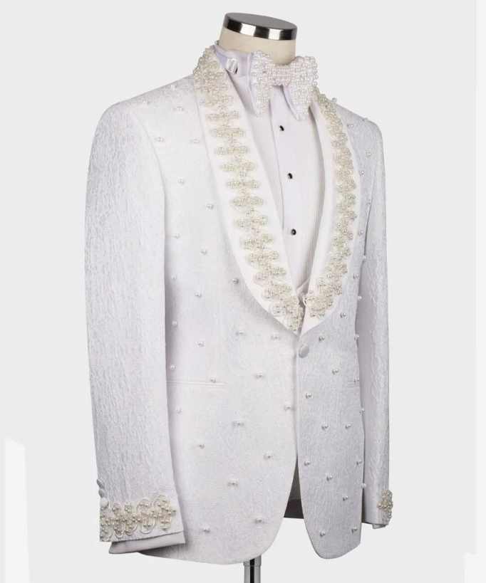 White Wedding Men Suits Fashio - огляд і ціна Men Formal Wear With Coat