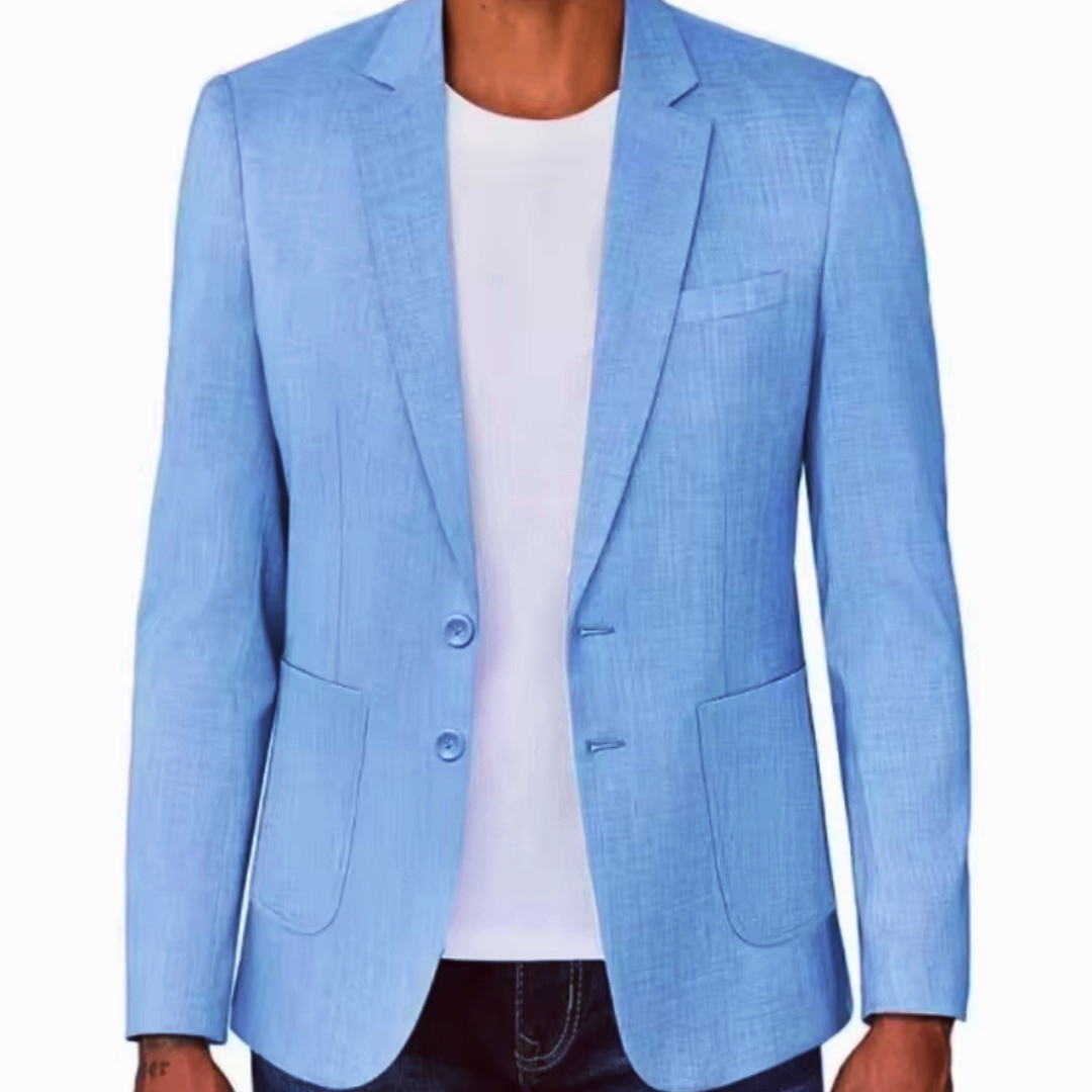 Slim Fit Men's Beige/Blue Line - огляд і ціна Men Formal Wear With Coat