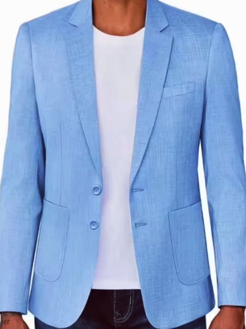 Slim Fit Men's Beige/Blue Line - огляд і ціна Men Formal Wear With Coat