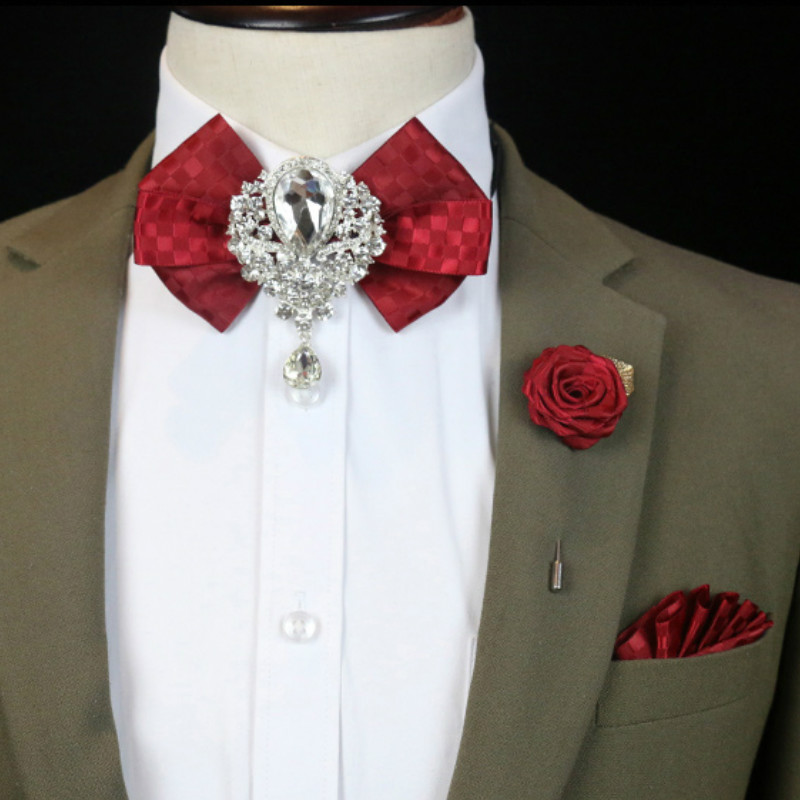Men's Wedding Rhinestone Bow T - огляд і ціна Korean Men Formal Wear