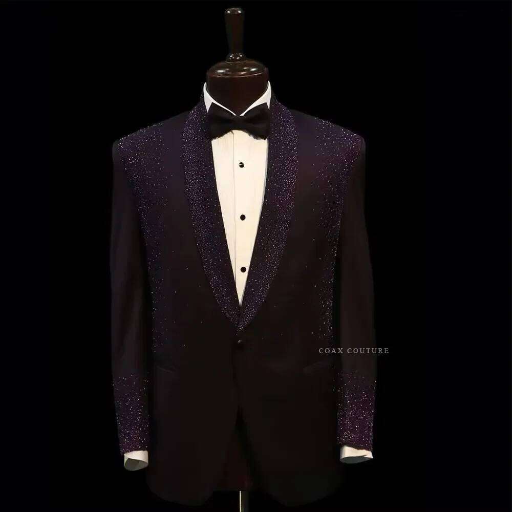 Purple Glitter Crystal Formal  - огляд і ціна Men Formal Wear Purple