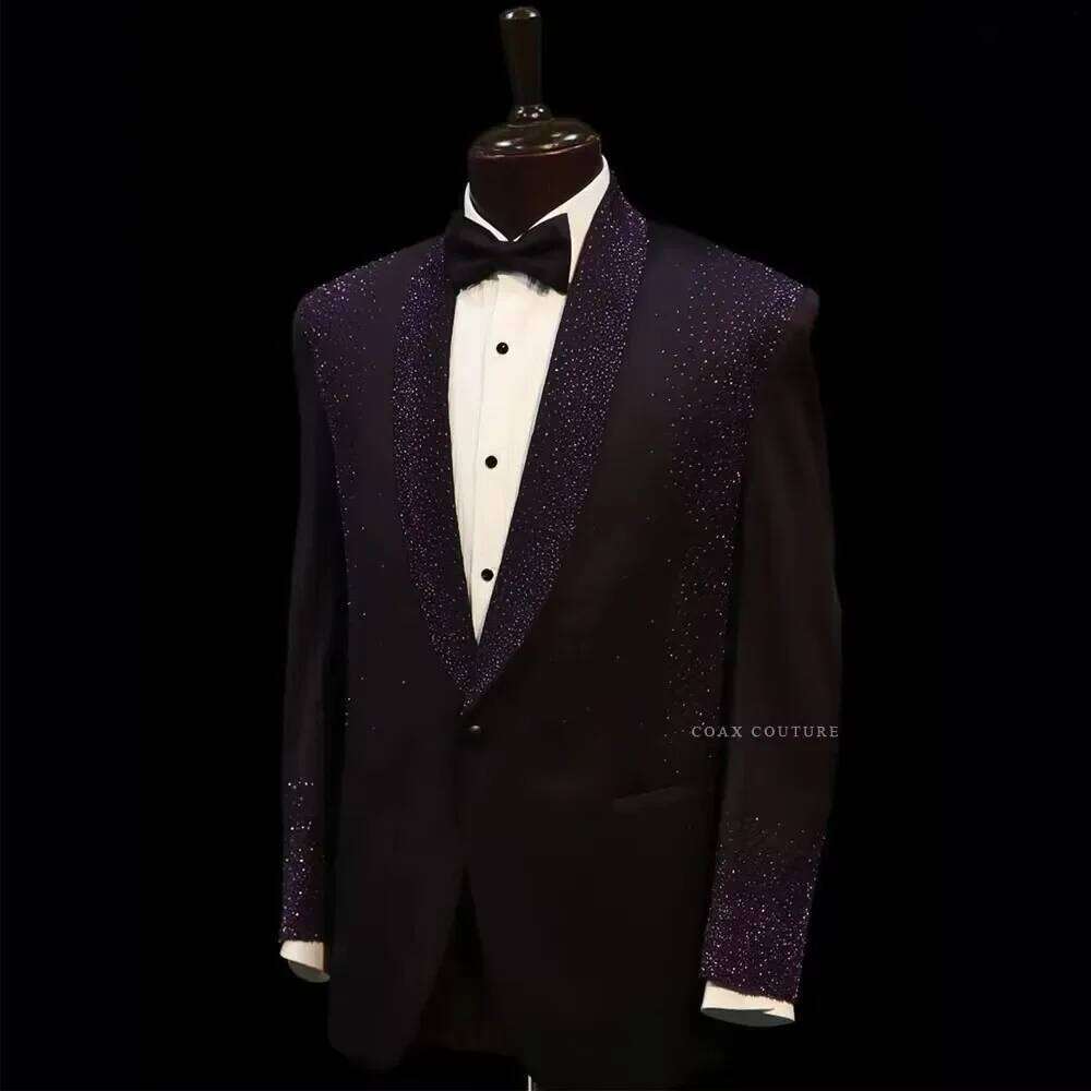 Purple Glitter Crystal Formal  - огляд і ціна Men Formal Wear Purple