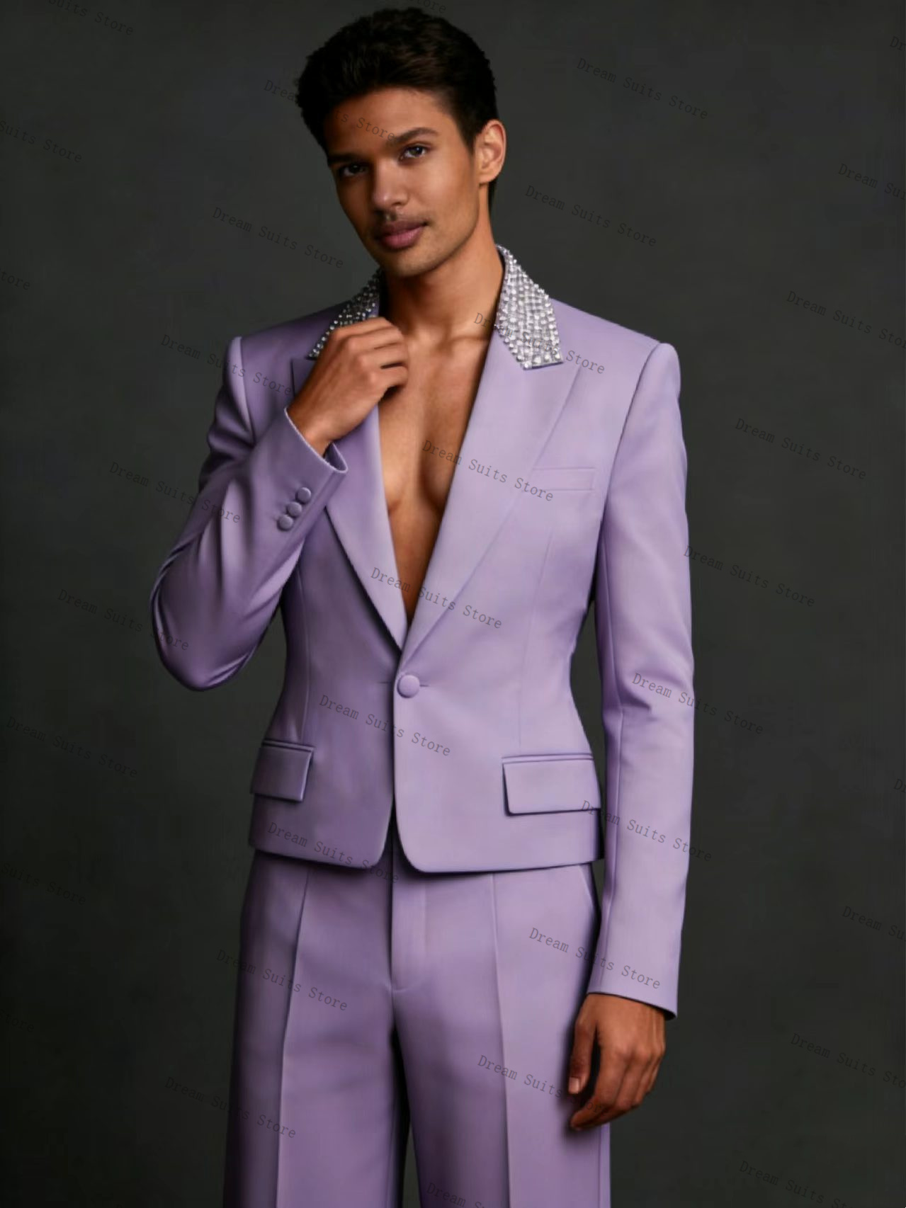 Crystals Men Suit Set 2 Pcs Bl - огляд і ціна Men Formal Wear Purple