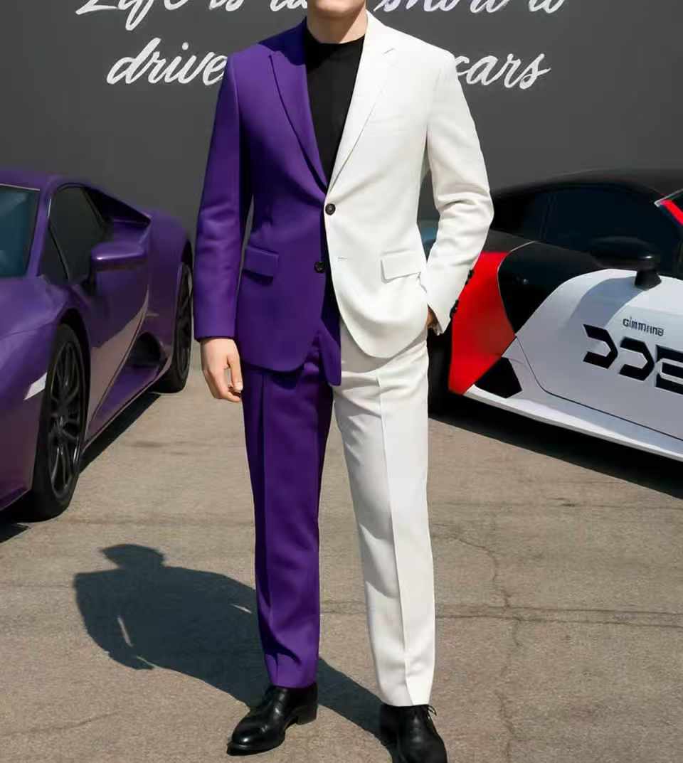 Purple White Men Suit Set 2 Pc - огляд і ціна Men Formal Wear Purple