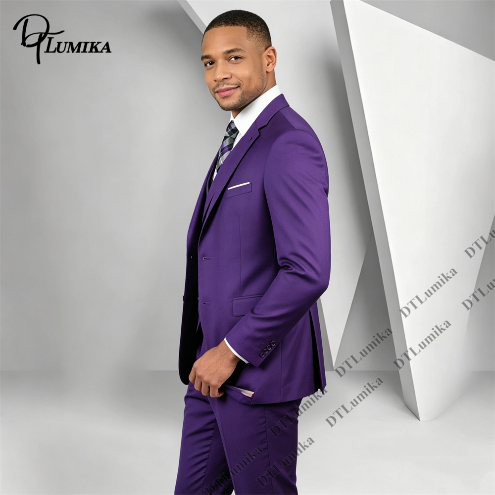 Men's 3 Piece Purple Suit Slim - огляд і ціна Men Formal Wear Purple