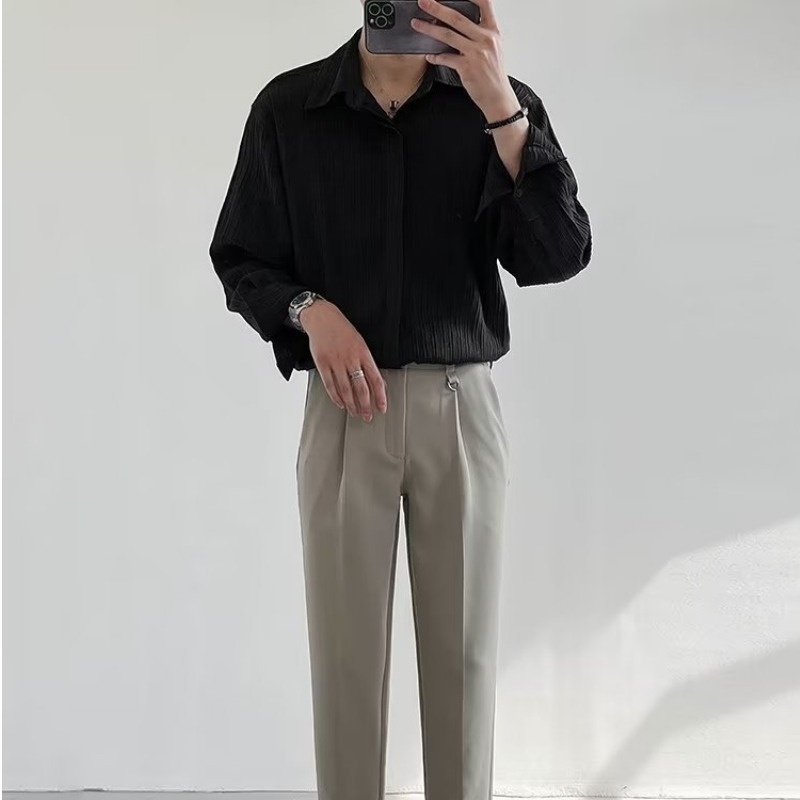 Black Apricot White Long-sleev - огляд і ціна Korean Men Formal Wear